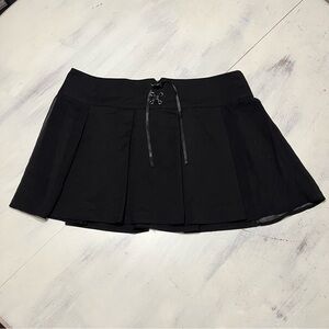 Dolls Kill Horoscopez Black Pleated Lace Up Schoolgirl Mini Skirt 1X Goth
